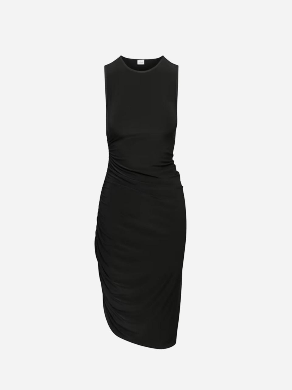 Wilfred Black Sleeveless Ruched Midi Dress